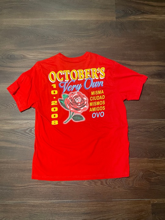 October's Very Own Same City Same Friends Rose Shirt Red Front/Back Print Size L
