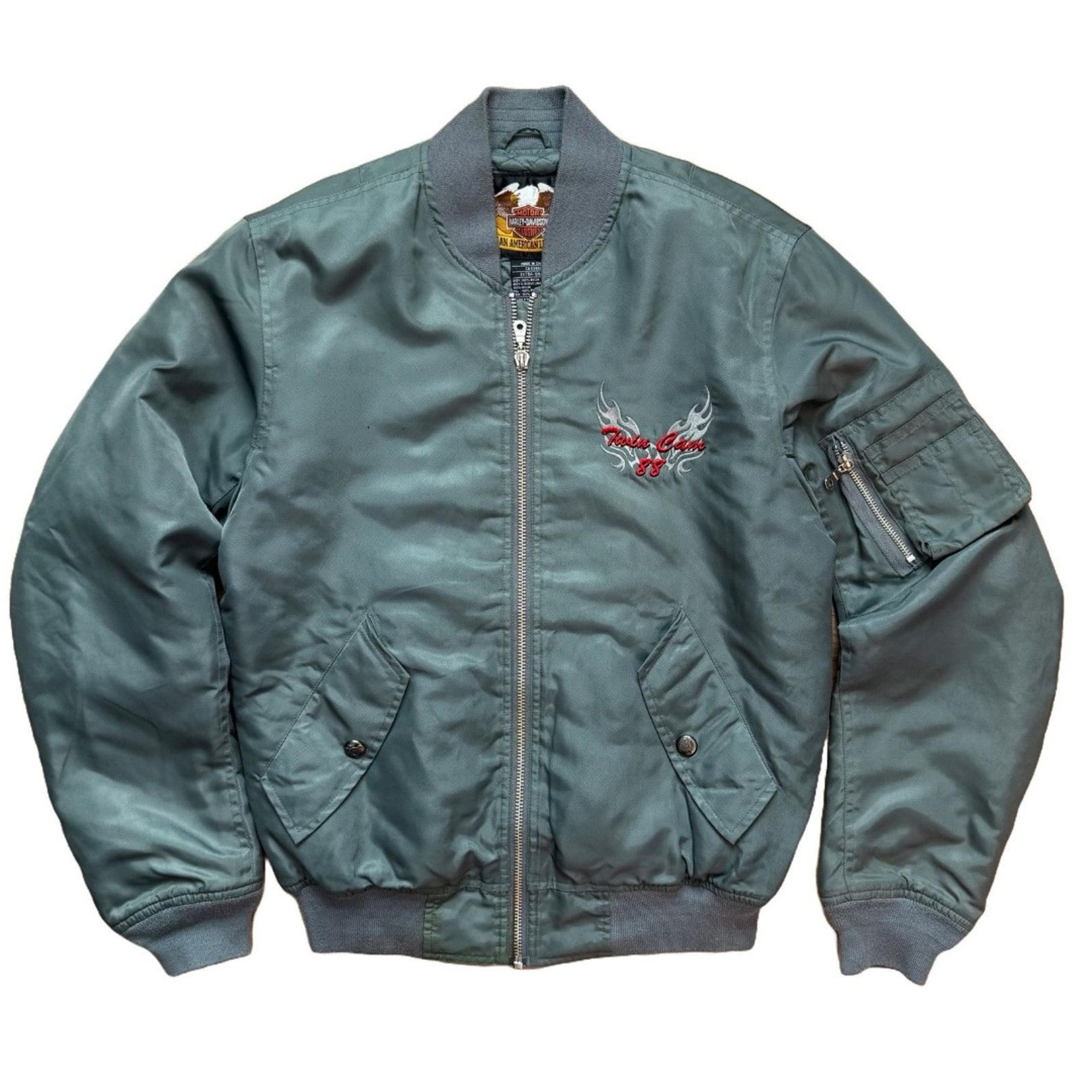 Vintage Harley Davidson Cam 88 Jacket Men XS Green Motorcycle Bomber Flight Twin