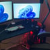 Gaming Desk with LED Lights Carbon Fibre Surface Gaming Table 47 Inch