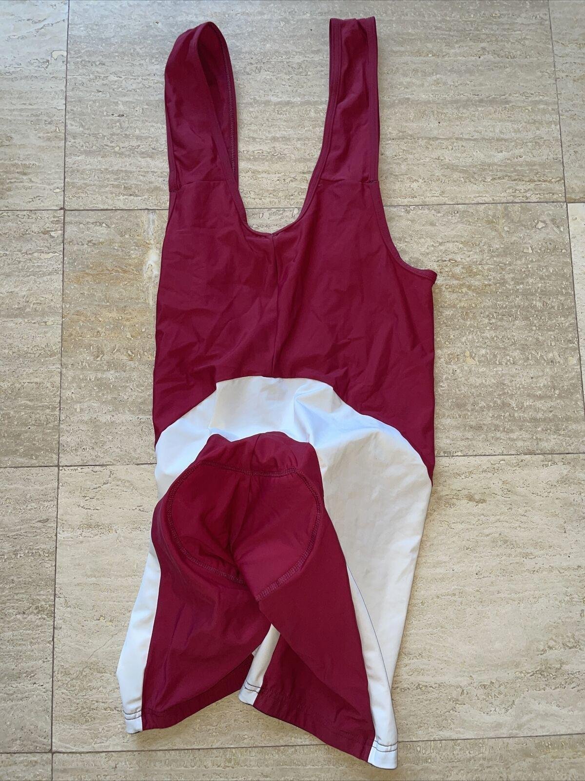 BIEMME Cycling Bib Shorts Red White Size 6 Made in Italy