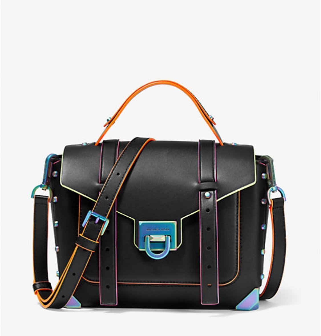 michaels kors Manhattan Medium Contrast-Trim Leather Satchel