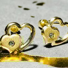 14k Yellow Gold Heart Earring