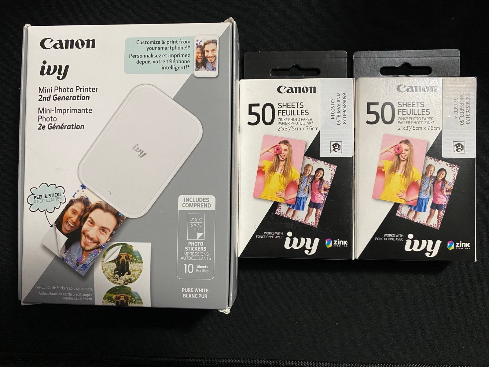 Canon Ivy 2 Mini Photo Printer 2nd Generation w 110 Sheets 2x3 Zink Photo Paper