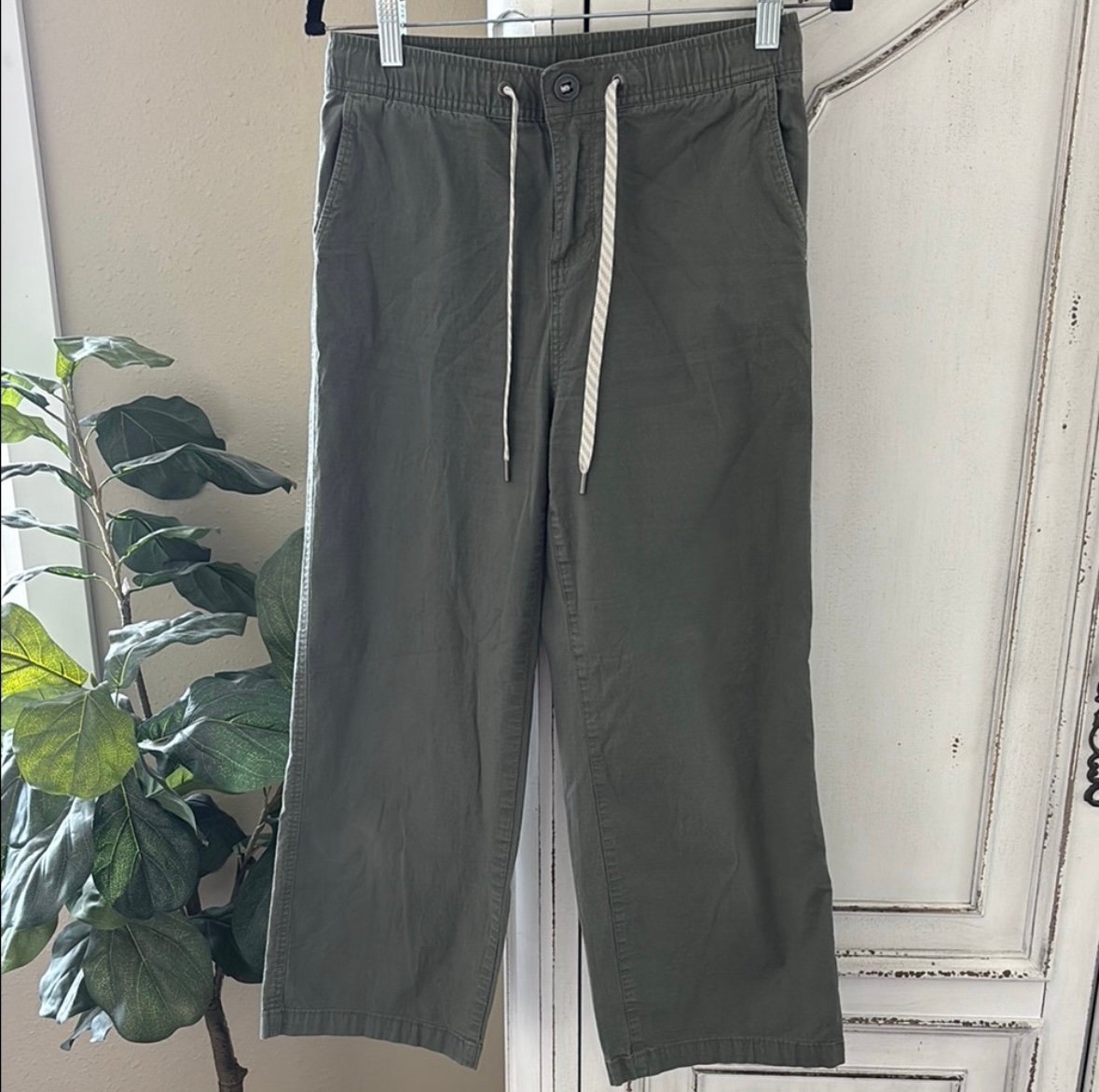 VUORI RIPSTOP CROP WIDE LEG Womens Sz Small Army Green Cotton Stretch Pants