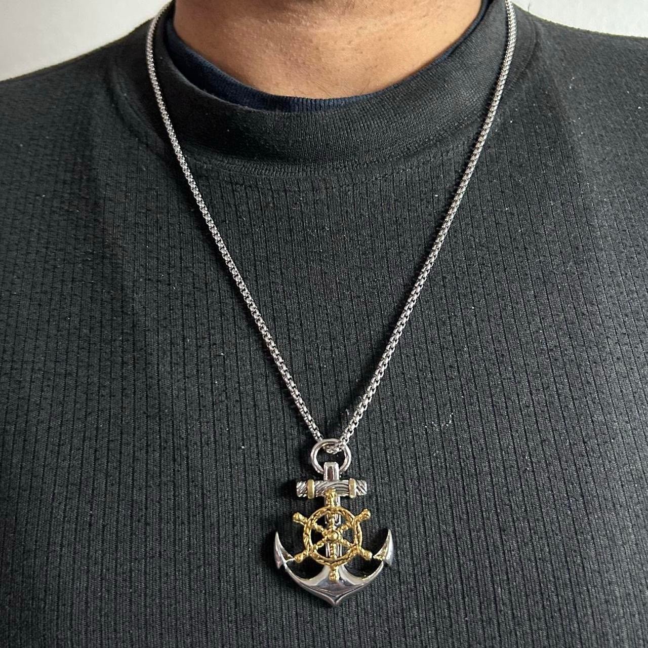 Stainless Steel Rudder Anchor Alloy Pendant Necklace