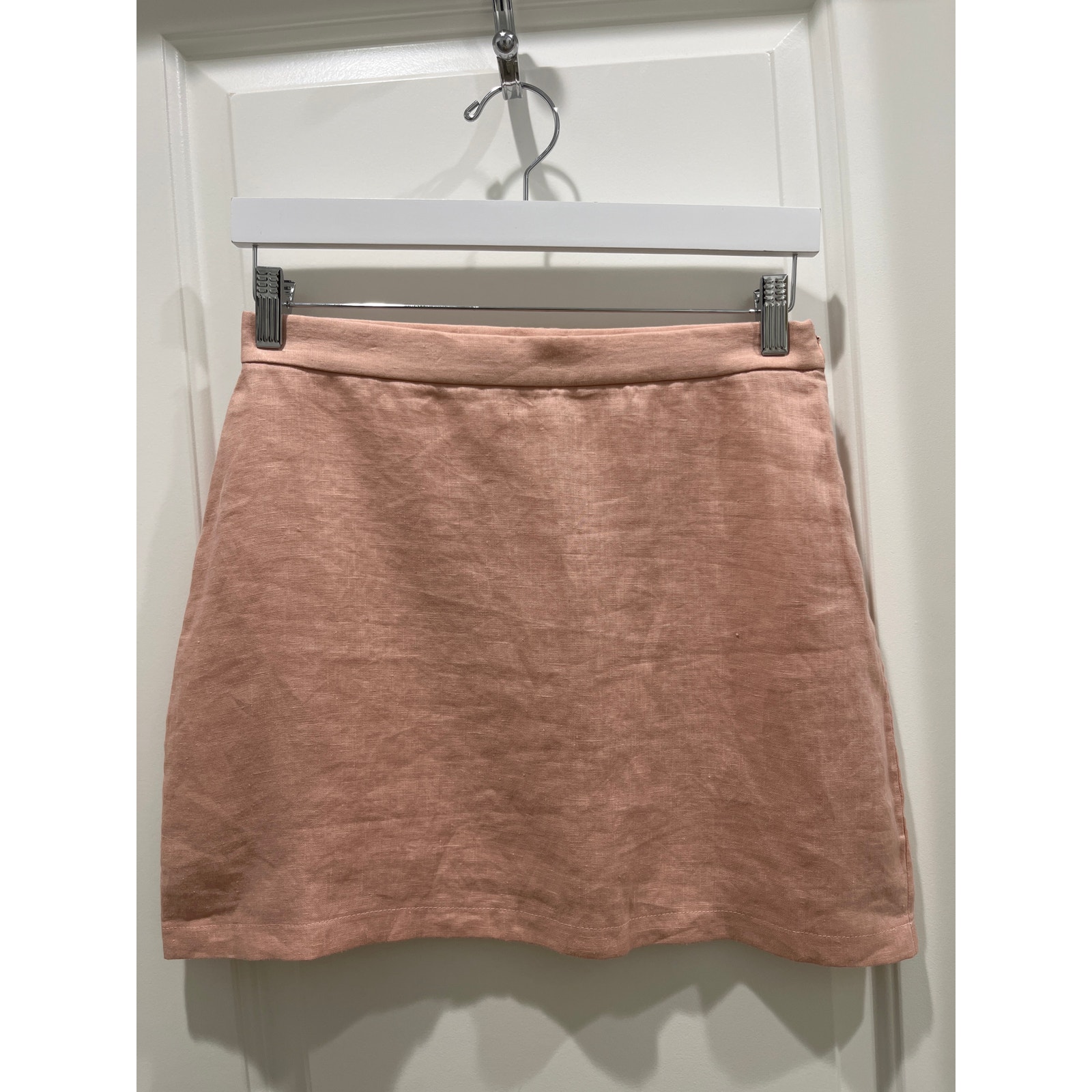 Backstage X Free People 100% Linen Blush Pink Mini Skirt Sz XS