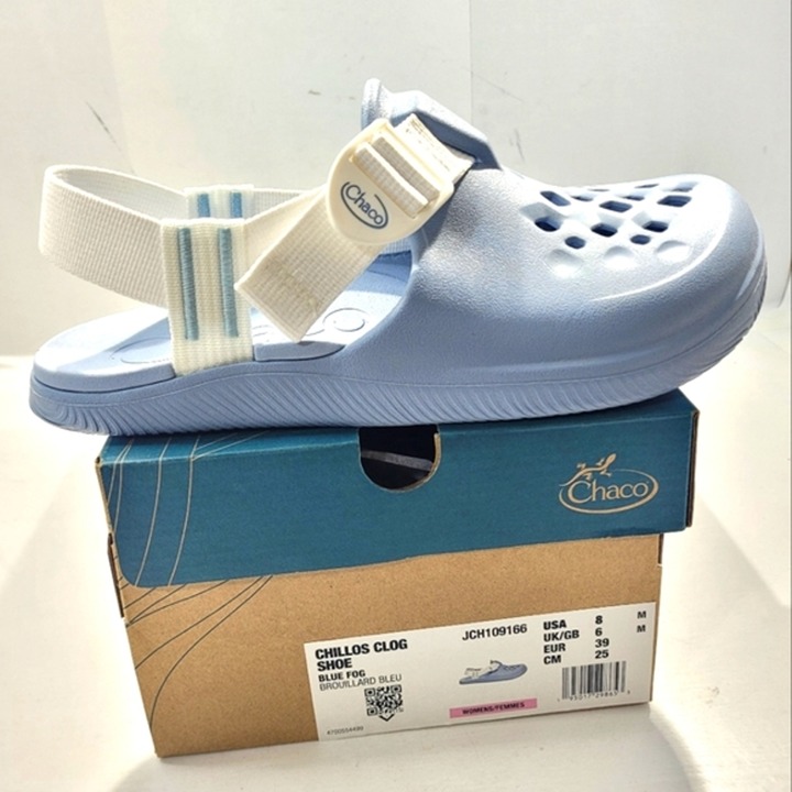 CHACO CHILLOS CLOG SHOE SANDALS WOMEN'S SIZE 8 CLOGS MULES BLUE FOG NEW IN BOX