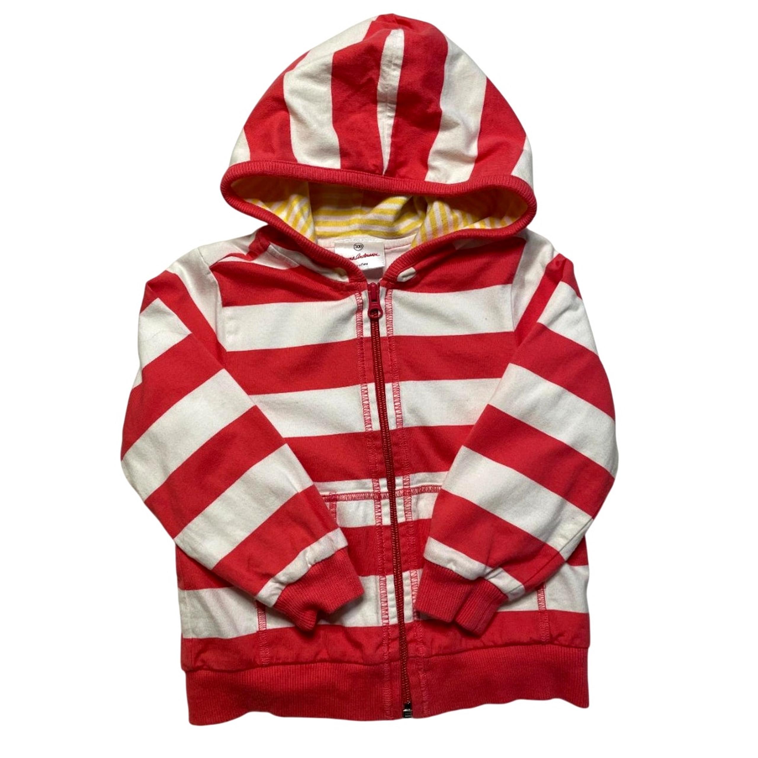 Hanna Andersson Sweatshirt Hoodie Jacket in Coral/Pink & White Size 4 100