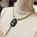 Handcrafted repurpose filigree large stone framed crystal pendant bead necklace