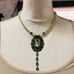 Handcrafted repurpose filigree large stone framed crystal pendant bead necklace