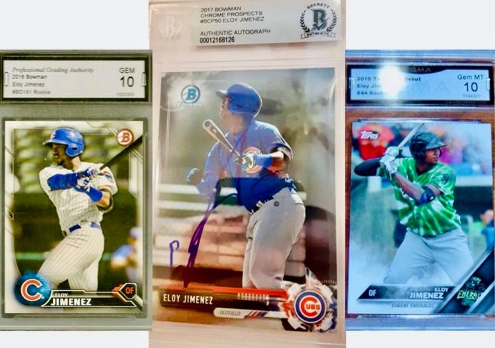 (3) Signed ELOY JIMENEZ Rookie Cards