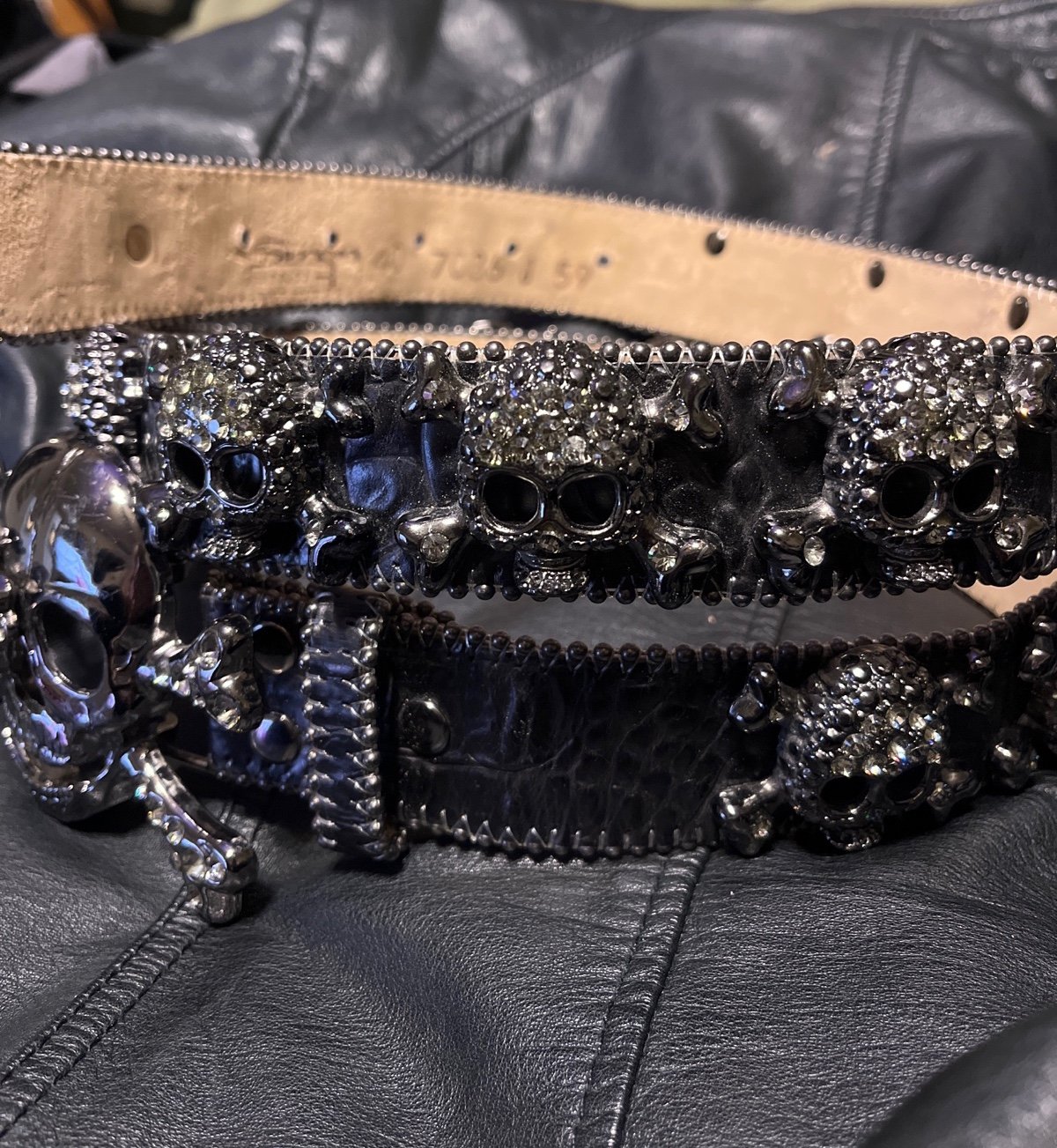 BB Simon Fully Loaded Crystal Skull Belt