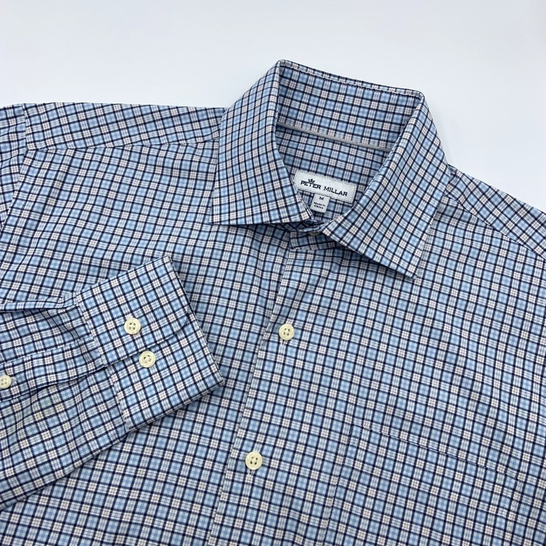 Peter Millar Button Up Shirt Medium Long Sleeve Light Blue