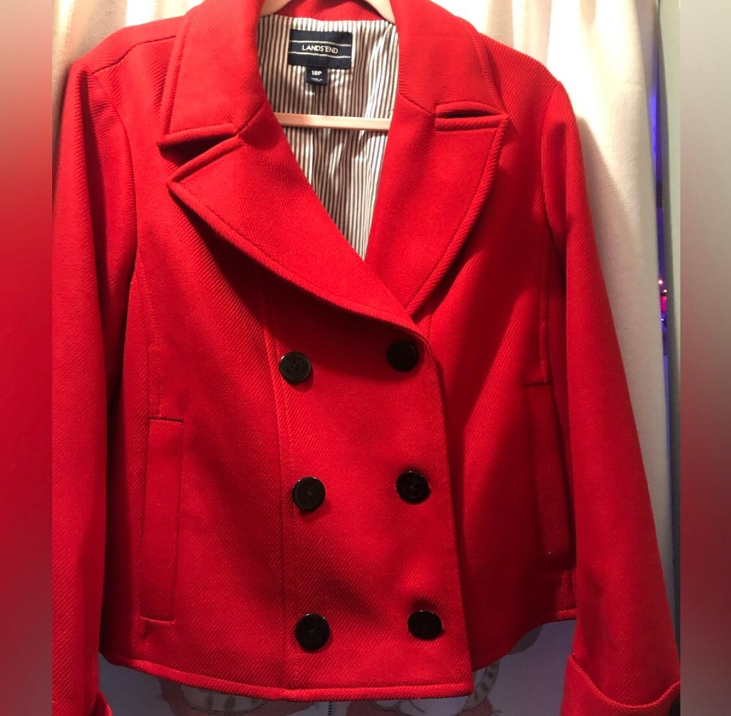 Lands End Cropped Red Jacket