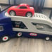 Vintage Little Tikes Car Carrier Semi Truck Hauler w/ 1 Red Car & vintage car