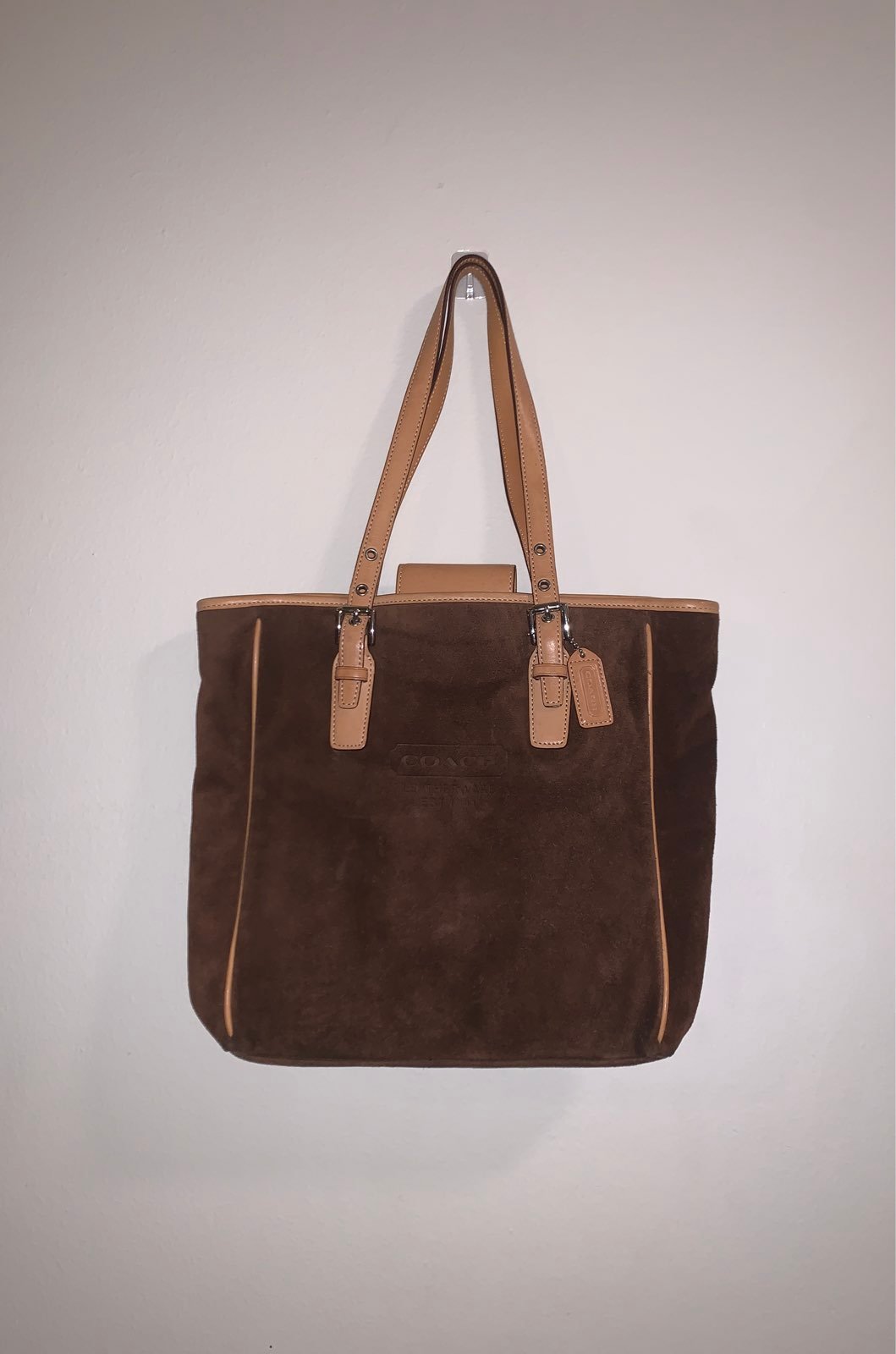 Vintage Coach Brown Suede & Leather Bag