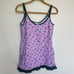 VTG Free People Chemise M Purple Floral Cotton Knit Stretch Ruffle Cottagecore