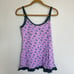 VTG Free People Chemise M Purple Floral Cotton Knit Stretch Ruffle Cottagecore