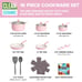 Clean Ceramic 16 Piece Non-Stick Aluminum Cookware Set, Pink-ZYH213SDA