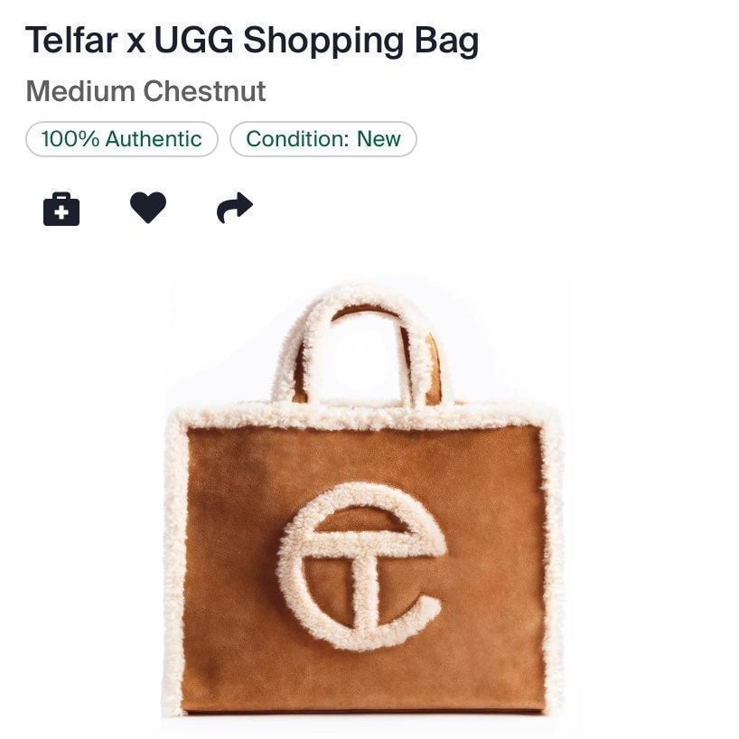 TELFAR UGG COLAB MEDIUM TOTE BAG CHESTNUT COLOR