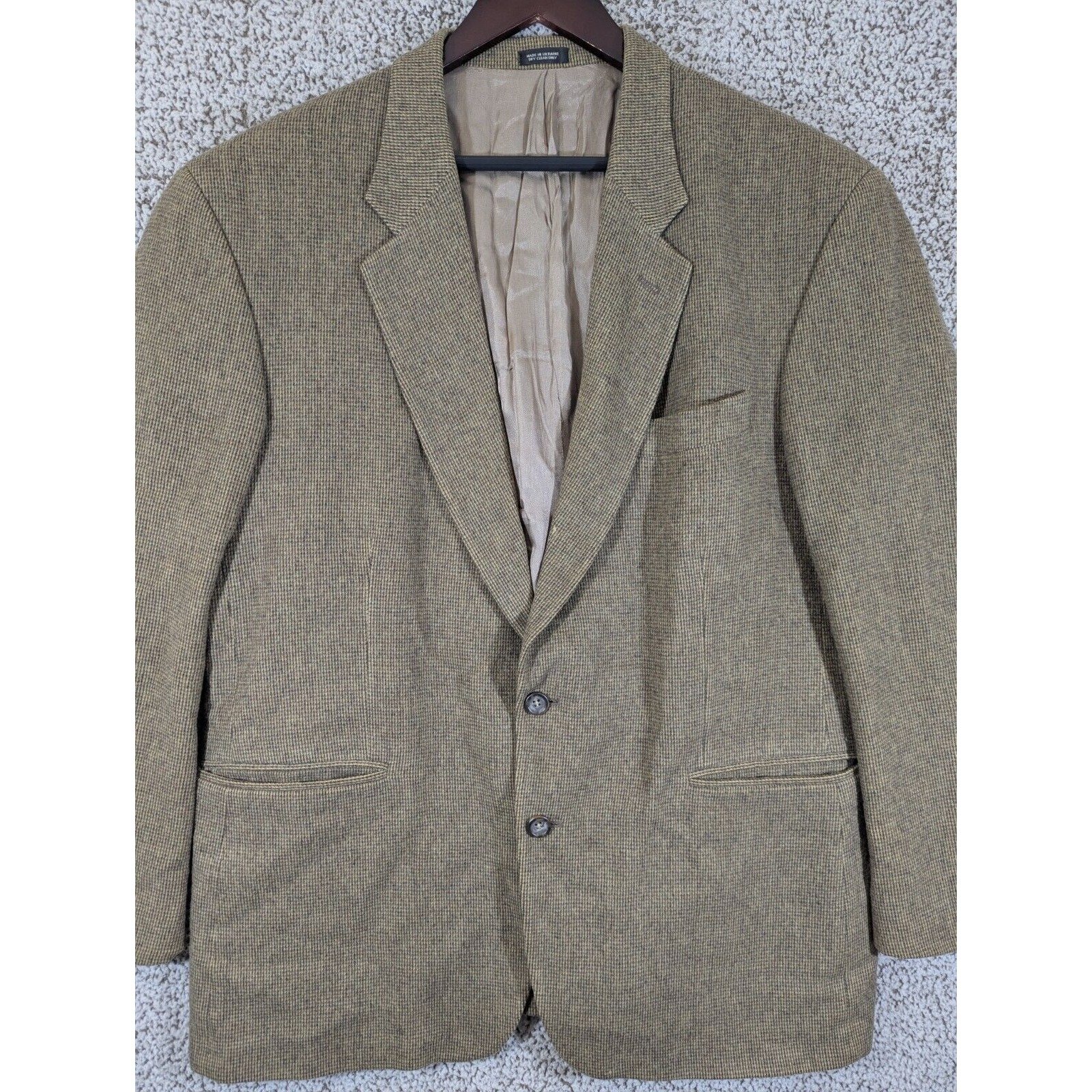Robert Stock Mens Sports Coat Blazer Size 46R Wool/Camel Hair Blend Ukraine Made