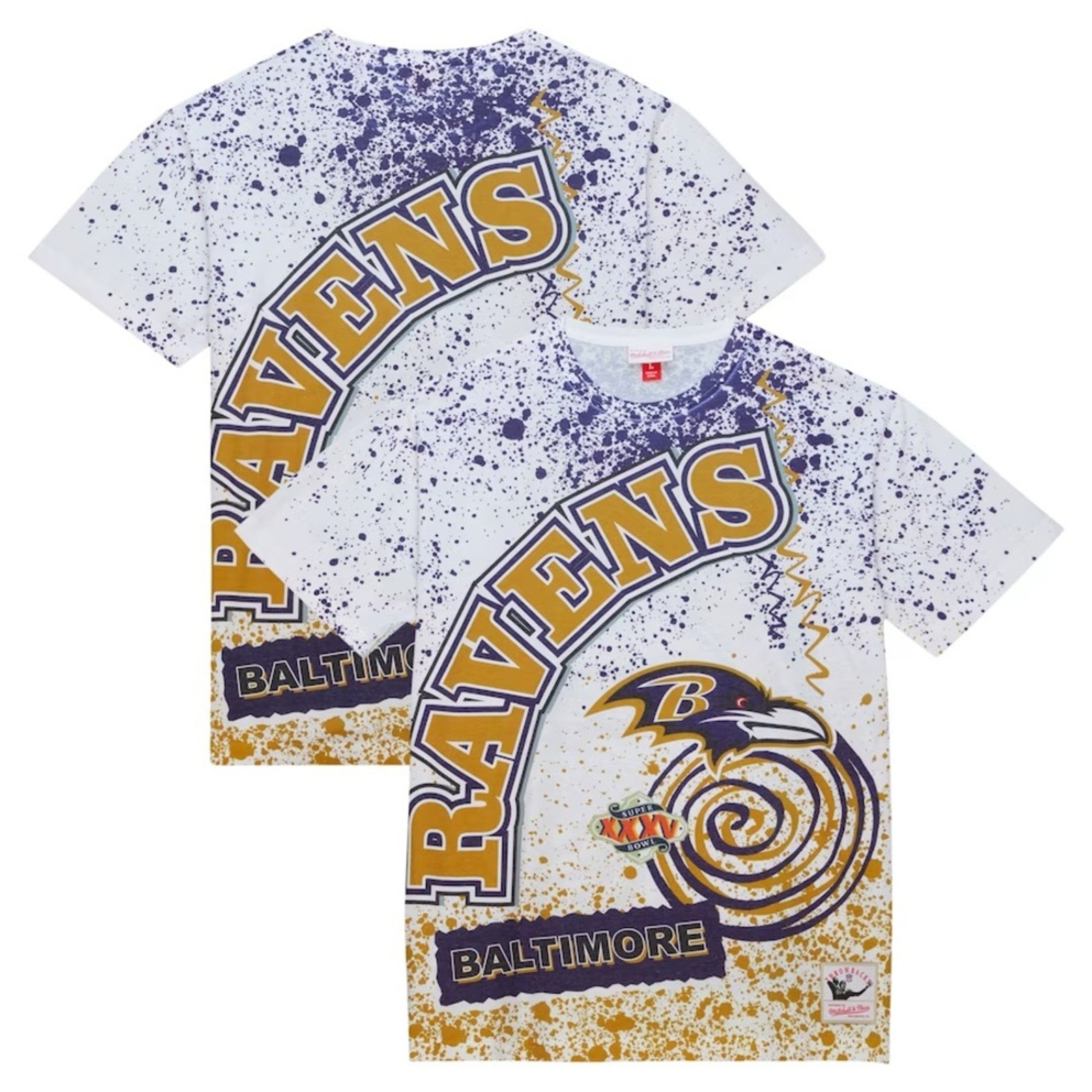 NWT Mitchell & Ness Baltimore Ravens Team Burst T-Shirt Throwbacks Large