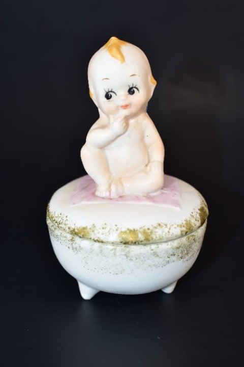 Vintage Rosie O'Neill Bisque Kewpie Doll footed Trinket Dish