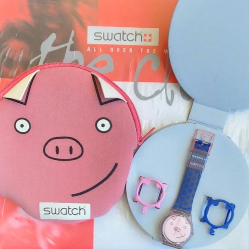 Swatch Watch HAPPY PIG GZ155 Collector Specials Designed by Steve Guarnaccia