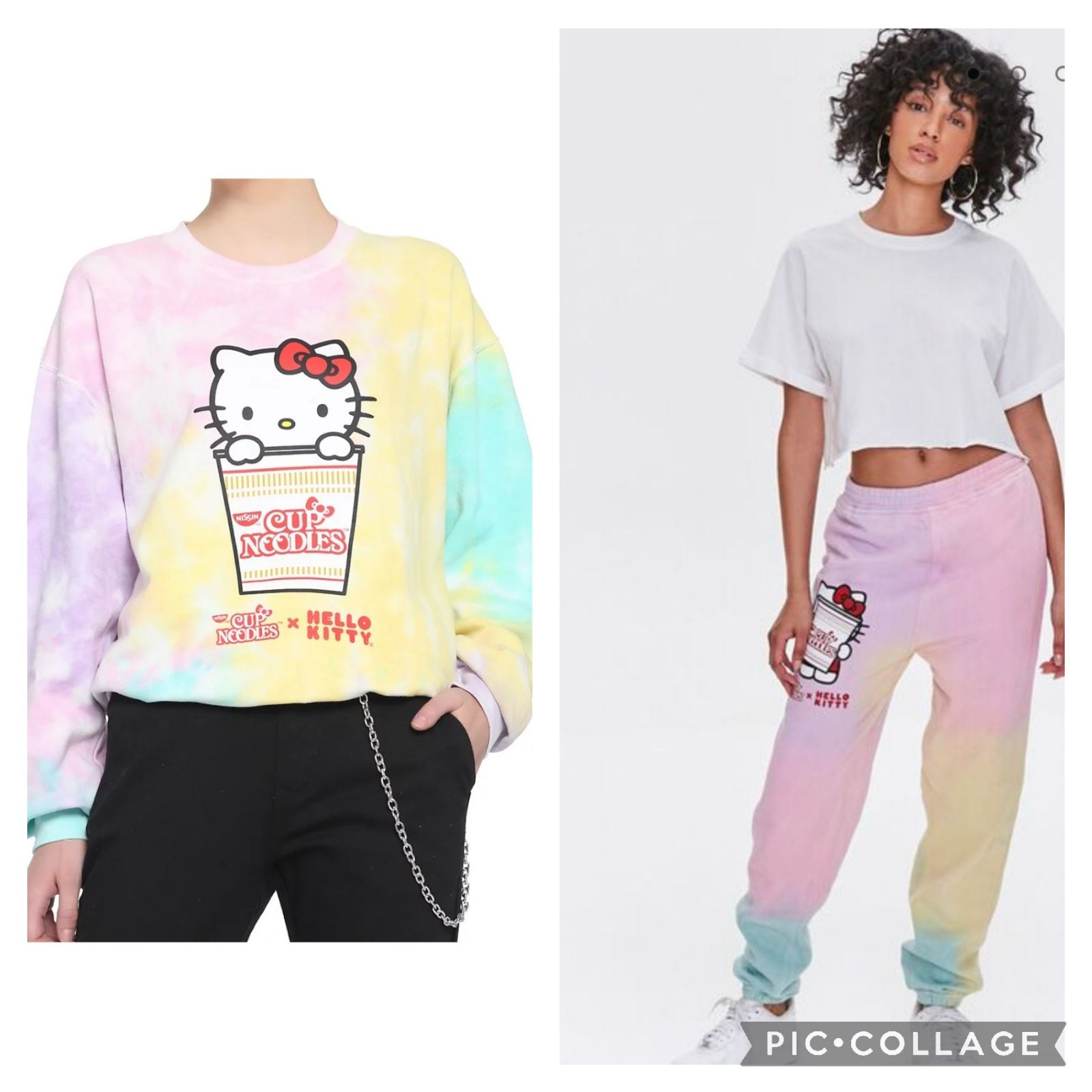 Nissin Cup Noodles x Hello Kitty Tie Dye Sweatshirt Pants Set SM
