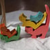Wooden cat toy, folk craft.