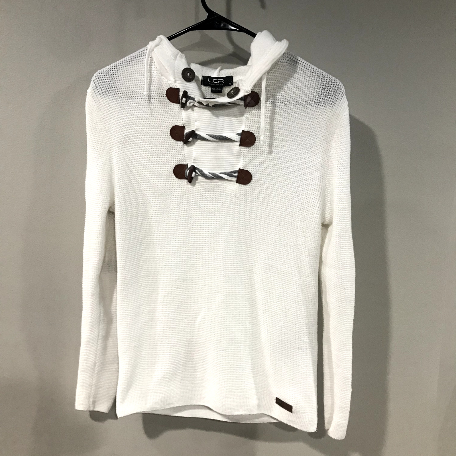 LCR Black Edition Womens Waffle Knit Sweater - Cotton Sz Med - Distressed