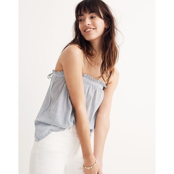 NWT Madewell Tank Striped Tie-Strap Cami Large Women's Blue Summer Top