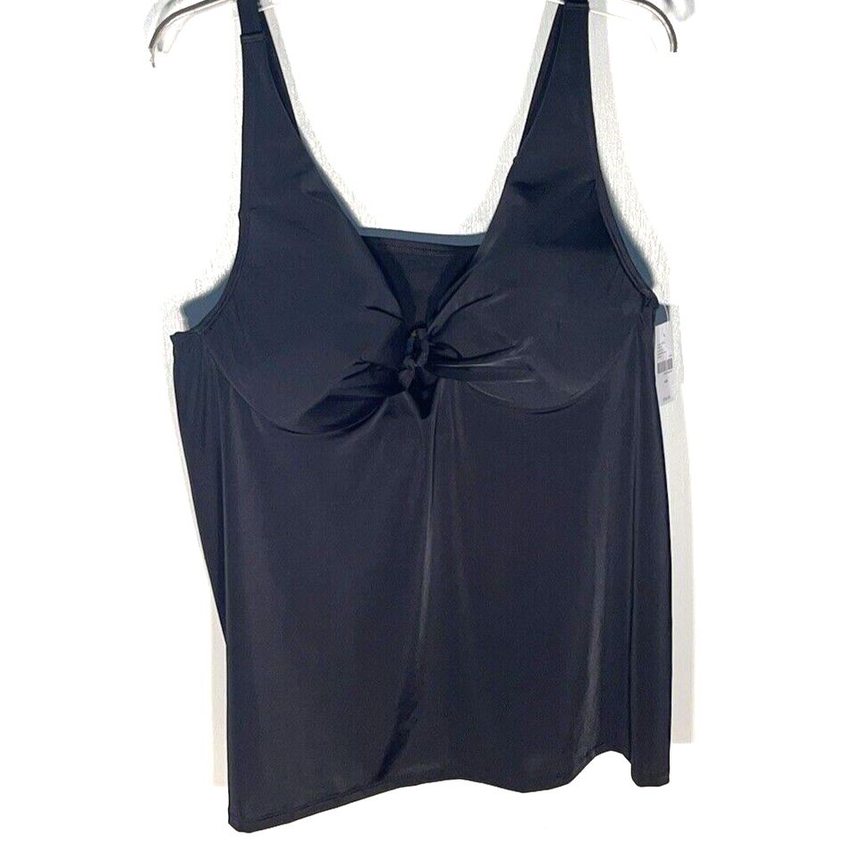 Lane Bryant Lightly Lined Plunge BLACK Swim Top Size 42D NWT