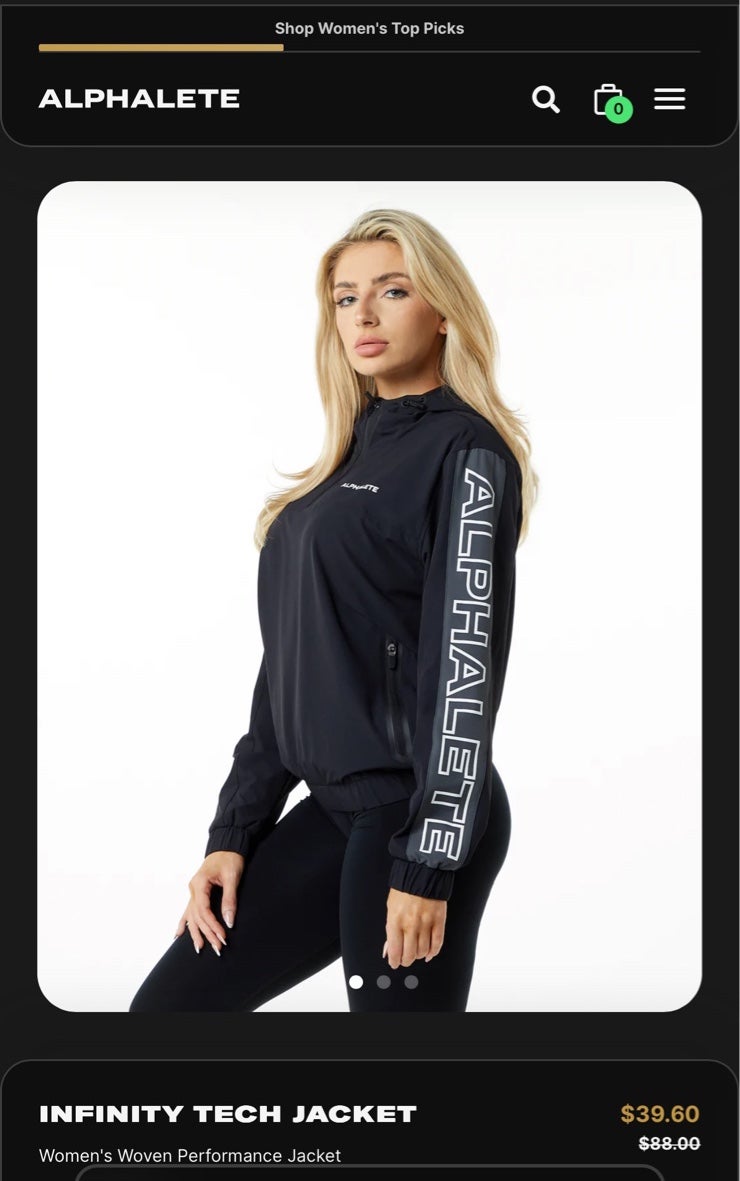 brand nwt aphalete tech jacket xs