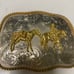 Vintage Montana Silversmiths Vintage Engraved Western Team Ropers Belt Buckle