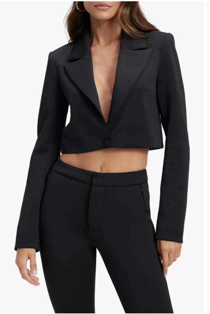 Good American Shiny Scuba Crop Blazer XL