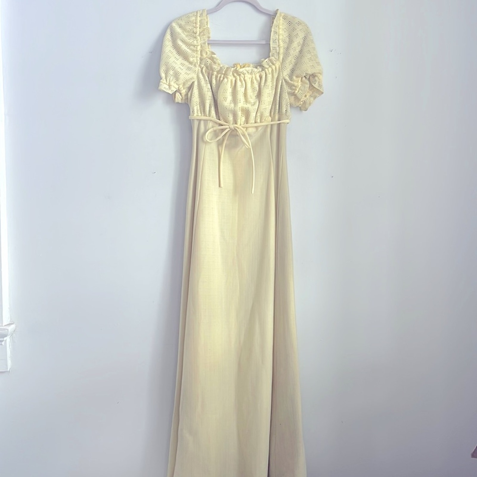 Vintage Vicky Vaughn square neck short puff sleeve fit and flare maxi dress sz 9
