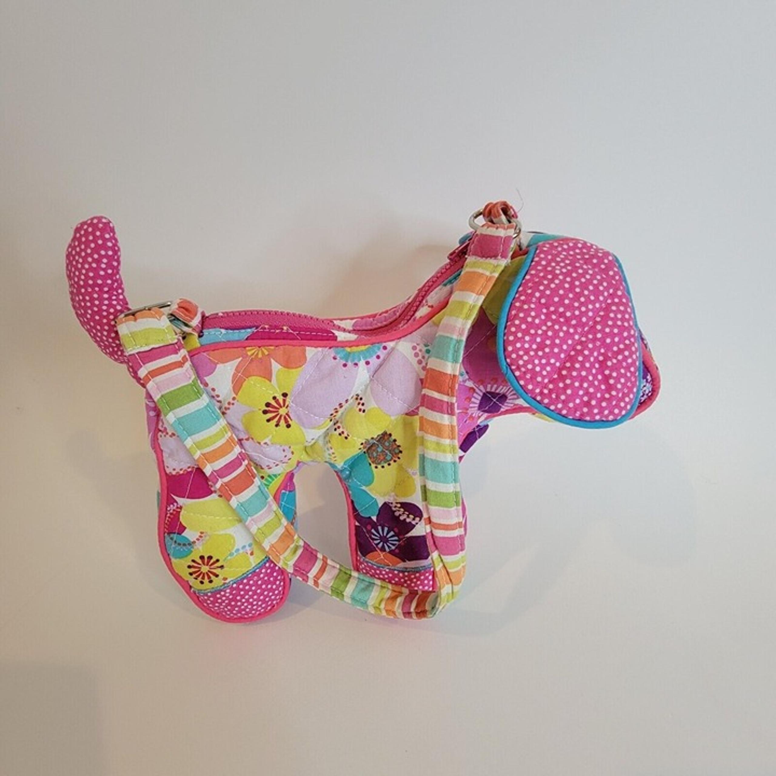 SASSY PET SAKS Dog Purse Bag Douglas Dog Shaped Toy Quilted Flower Floral pink