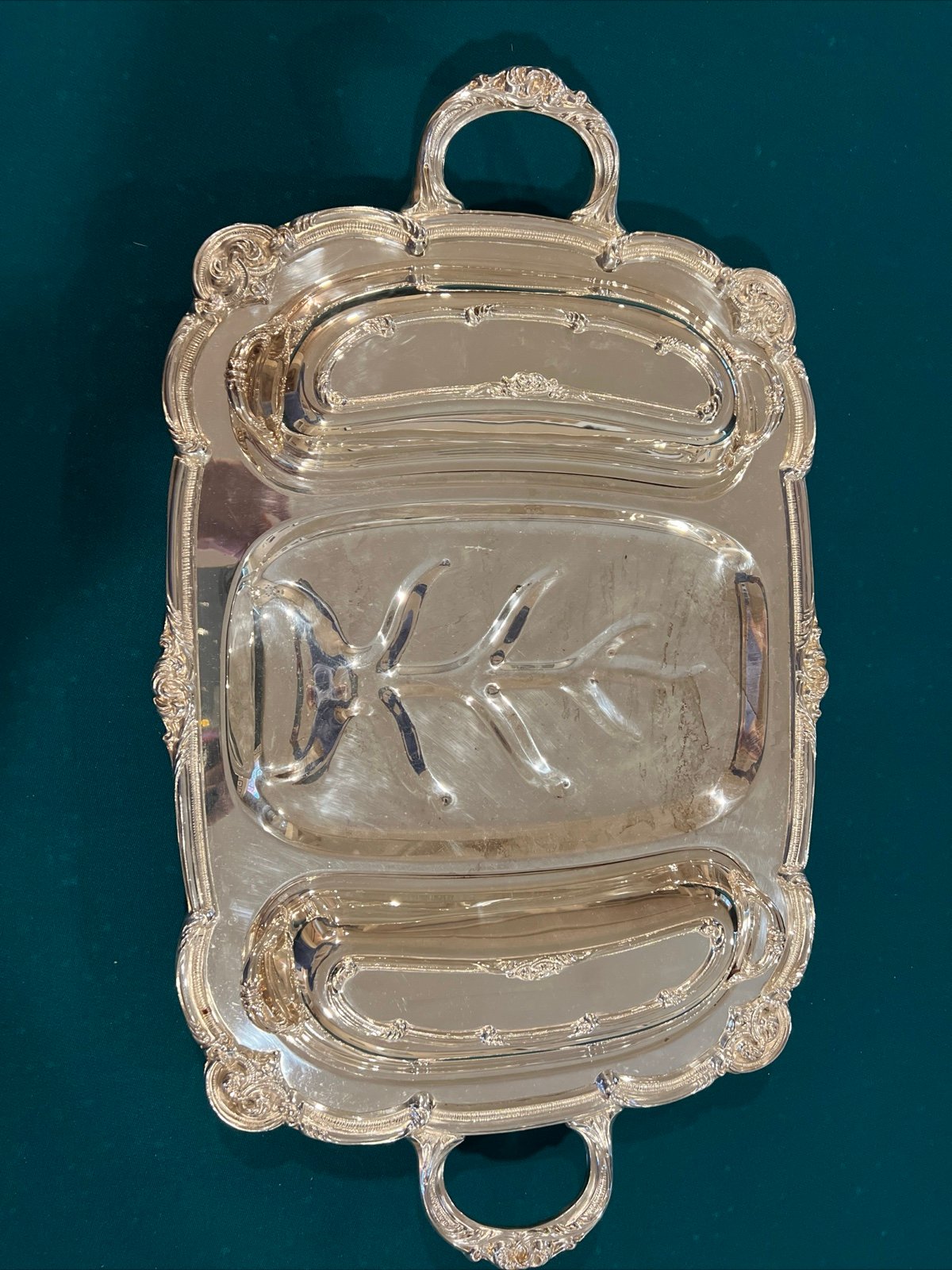 Vintage Silver Plate 3 Piece Tray Set