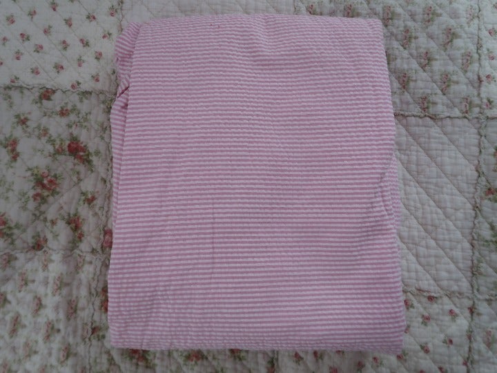 NEW 4 YARDS - 100% Cotton Pink and White Stripe Seersucker Fabric
