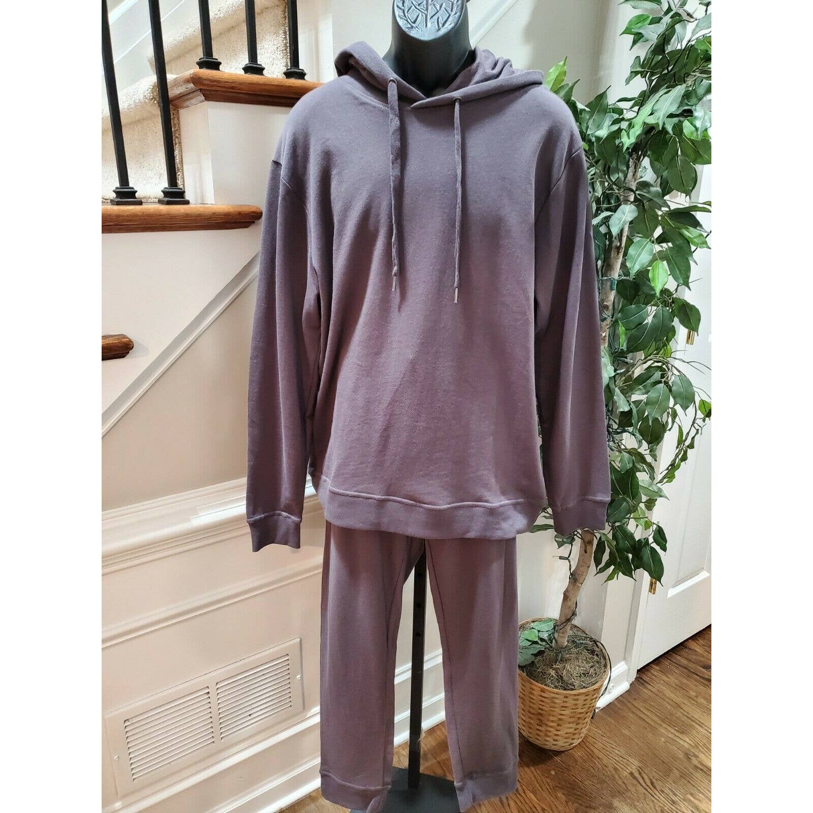 Mono B Men's Gray 100% Cotton Two Piece Hoodie & Trouser Tracksuits Size Large