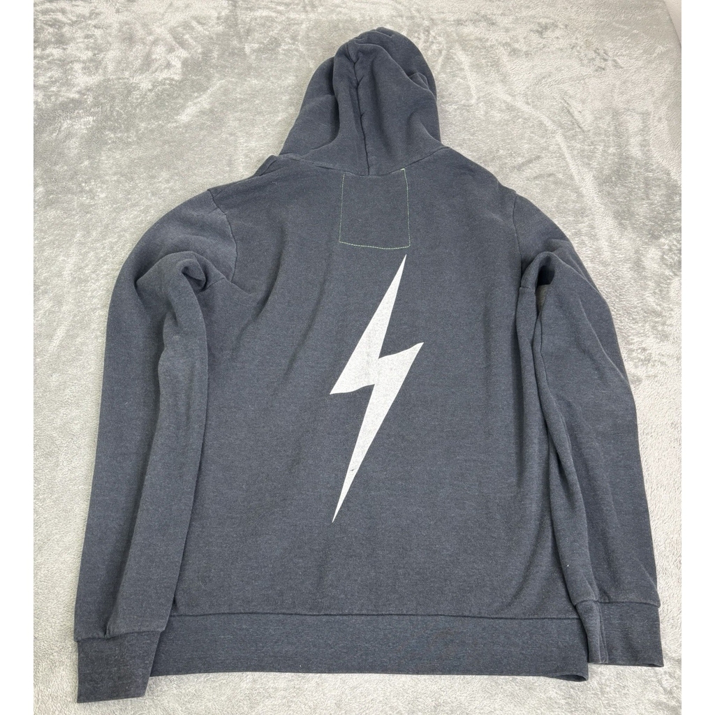 Aviator Nation Lighting Bolt Full Zip Hoodie Women's Size Large Gray