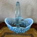 Vtg Fenton Glass Lily Of The Valley Aqua Blue Opalescent Handled Basket *read