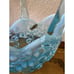 Vtg Fenton Glass Lily Of The Valley Aqua Blue Opalescent Handled Basket *read