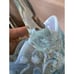 Vtg Fenton Glass Lily Of The Valley Aqua Blue Opalescent Handled Basket *read