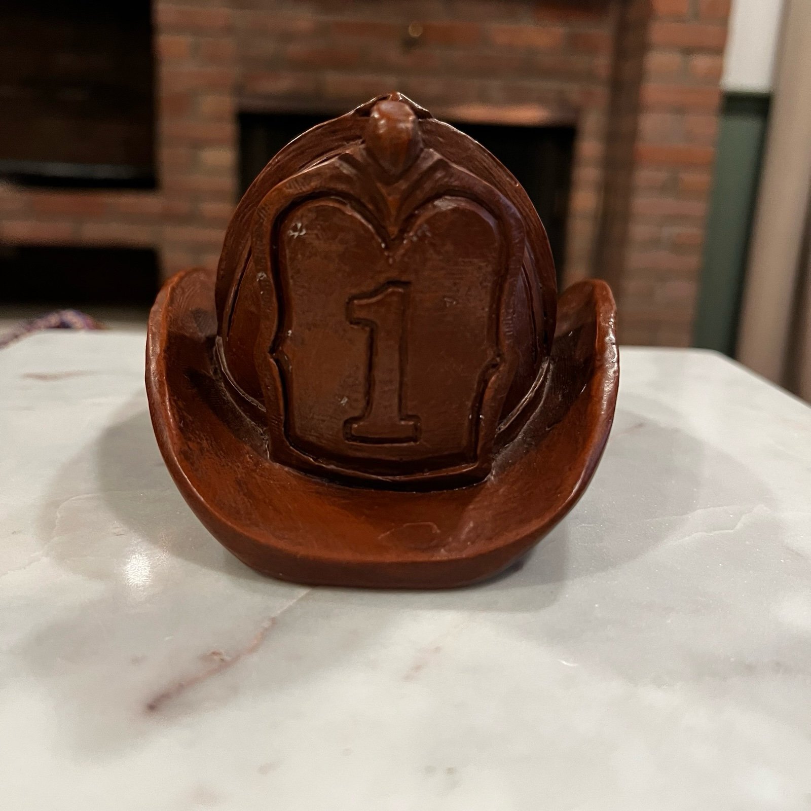 Vintage 1996 RED MILL USA Handcrafted Fireman’s Helmet Sculpture #474