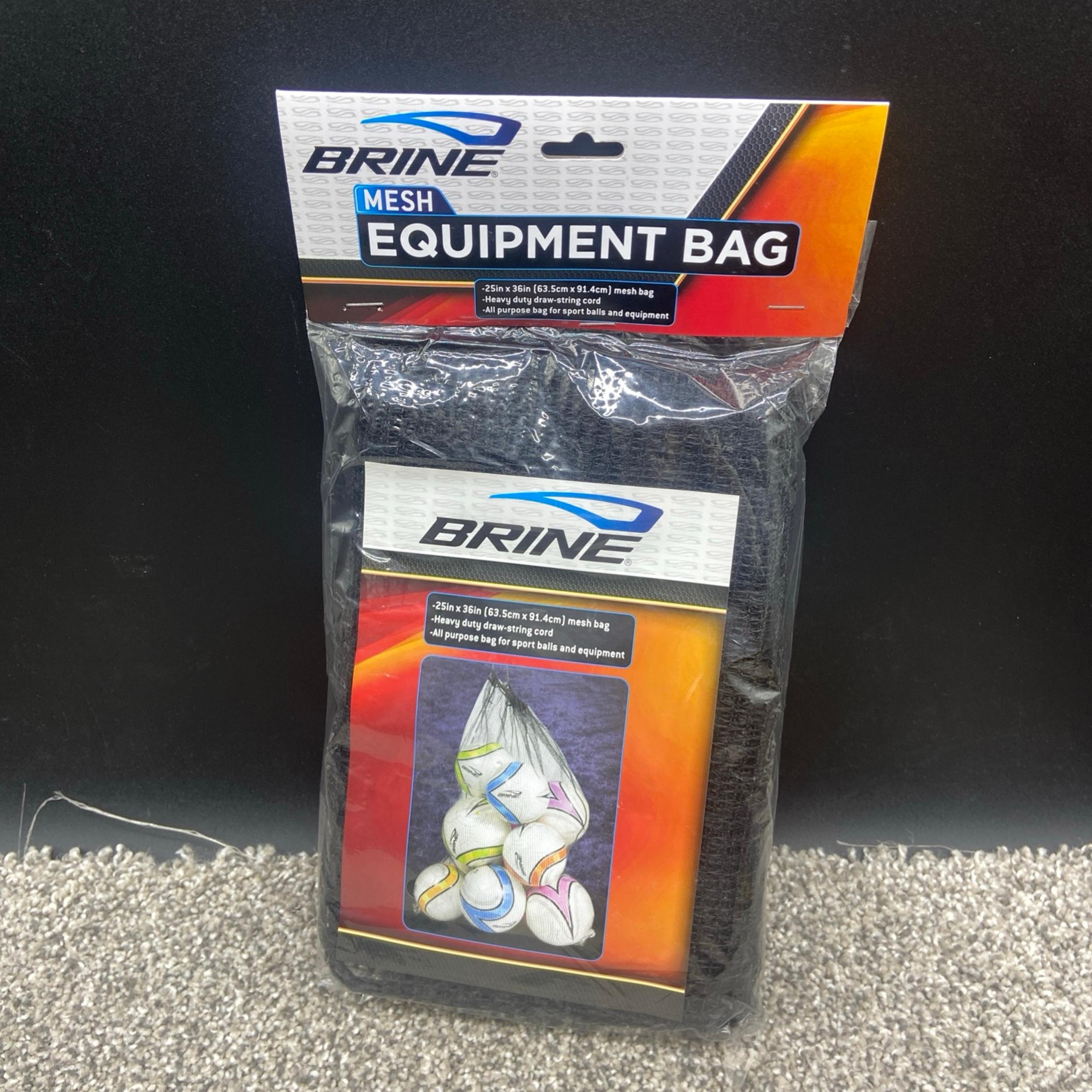 Brine Mesh Equipment Bag Sports Balls Heavy Duty Drawstring Black Net 25x35”