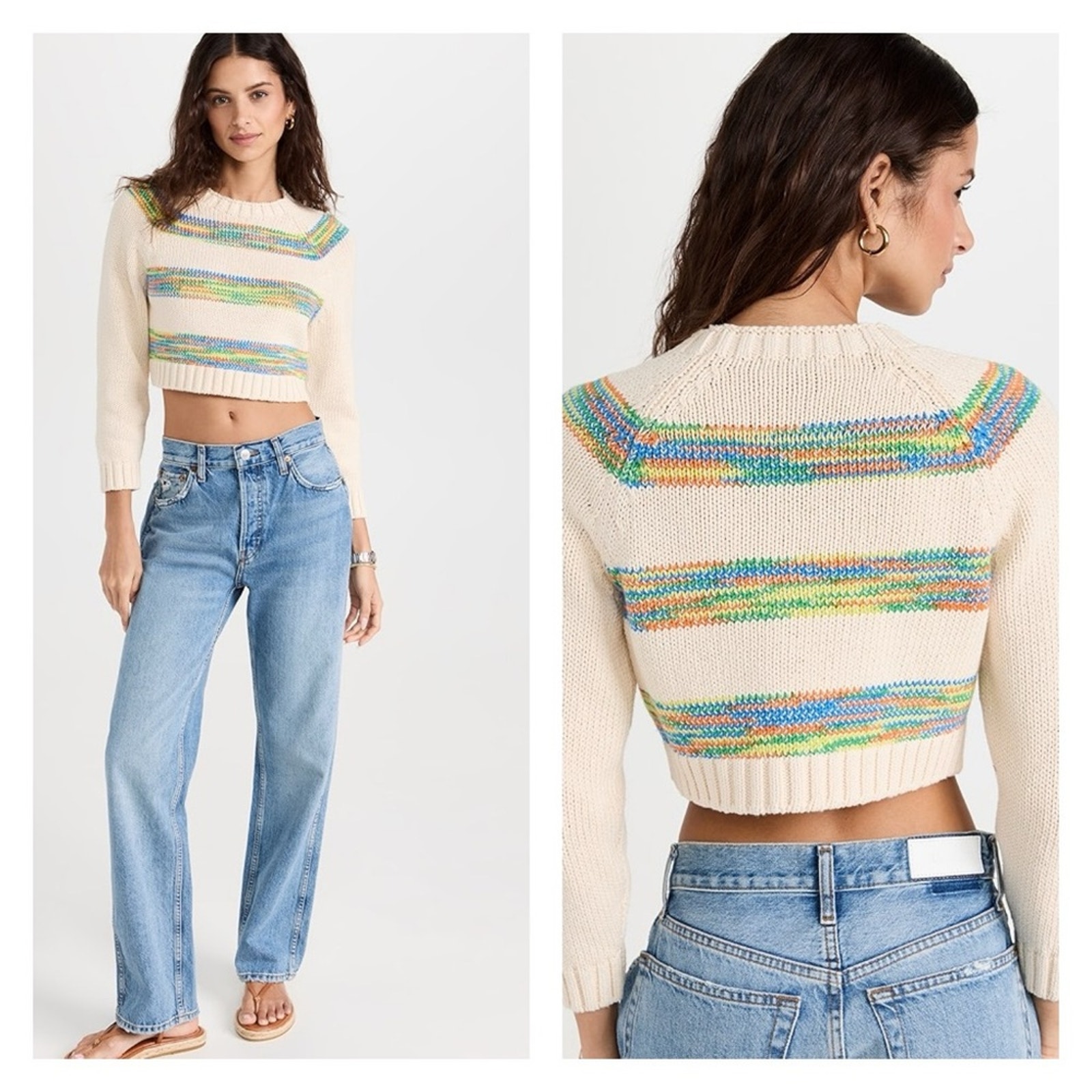 NWT Re/Done Baby Stripe Crewneck Sweater S