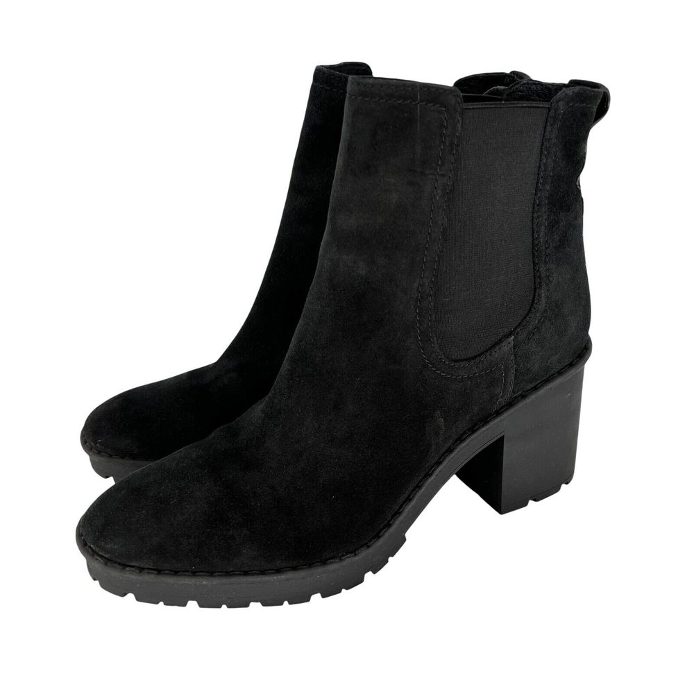 VINCE Henderson Size 10 Water-Resistant Leather Chelsea Boots Suede Black