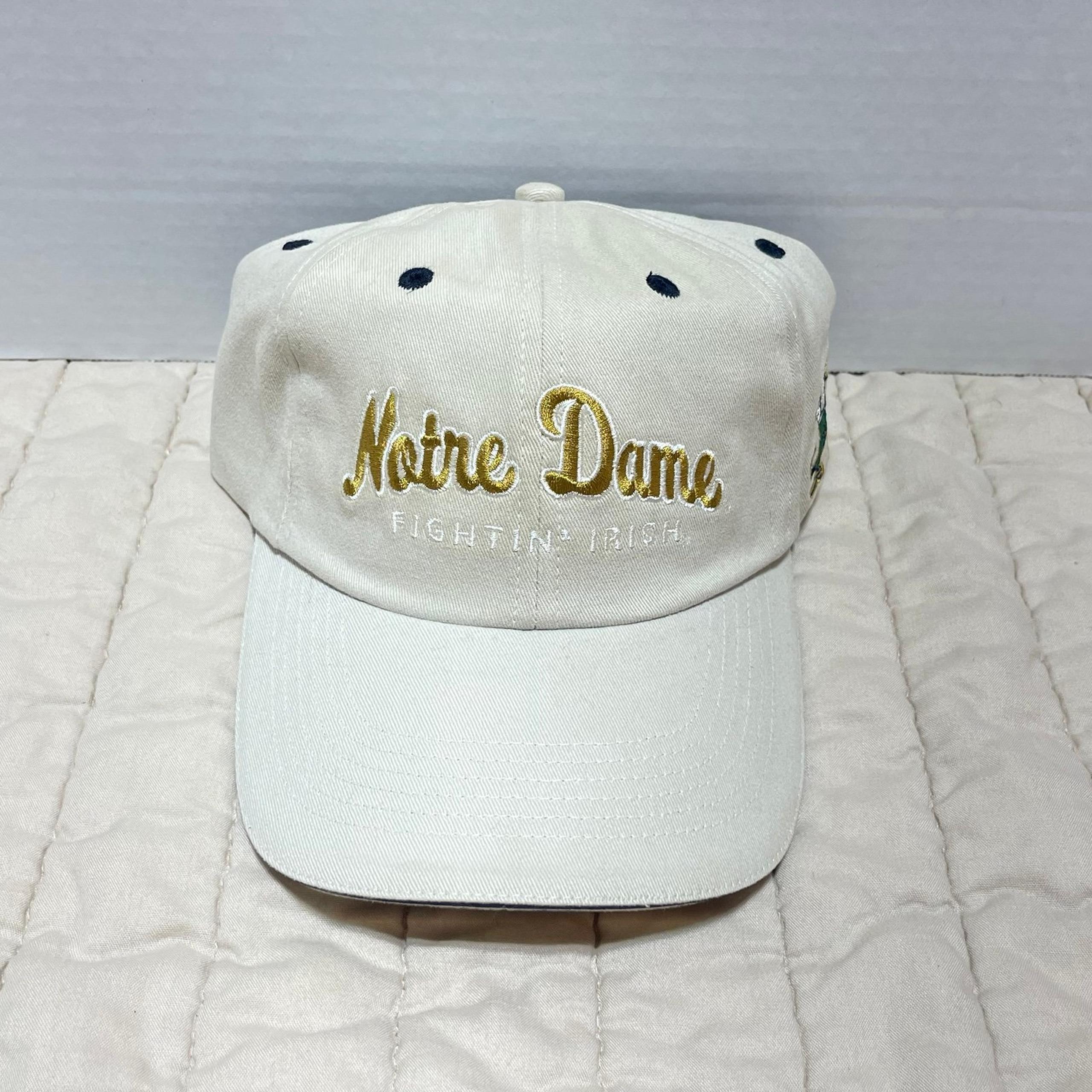 VINTAGE Notre Dame Fighting Irish Hat Cap Strap Back Gear For Sports Embroidered